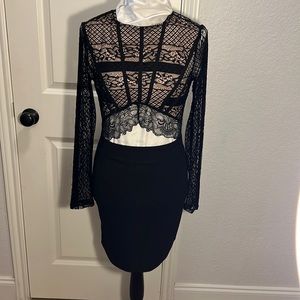 Black lace detail dress